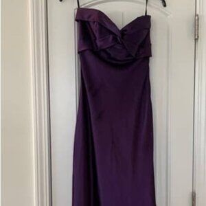 Purple satin bridesmaid ball dress